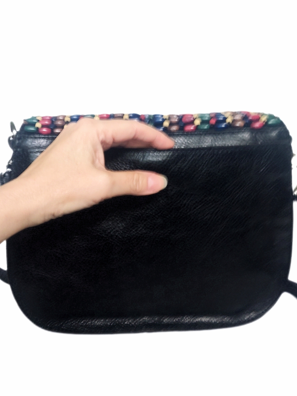 PATRICIA NASH Black Leather w Multicolor Beading Crossbody Bag - Picture 7 of 10